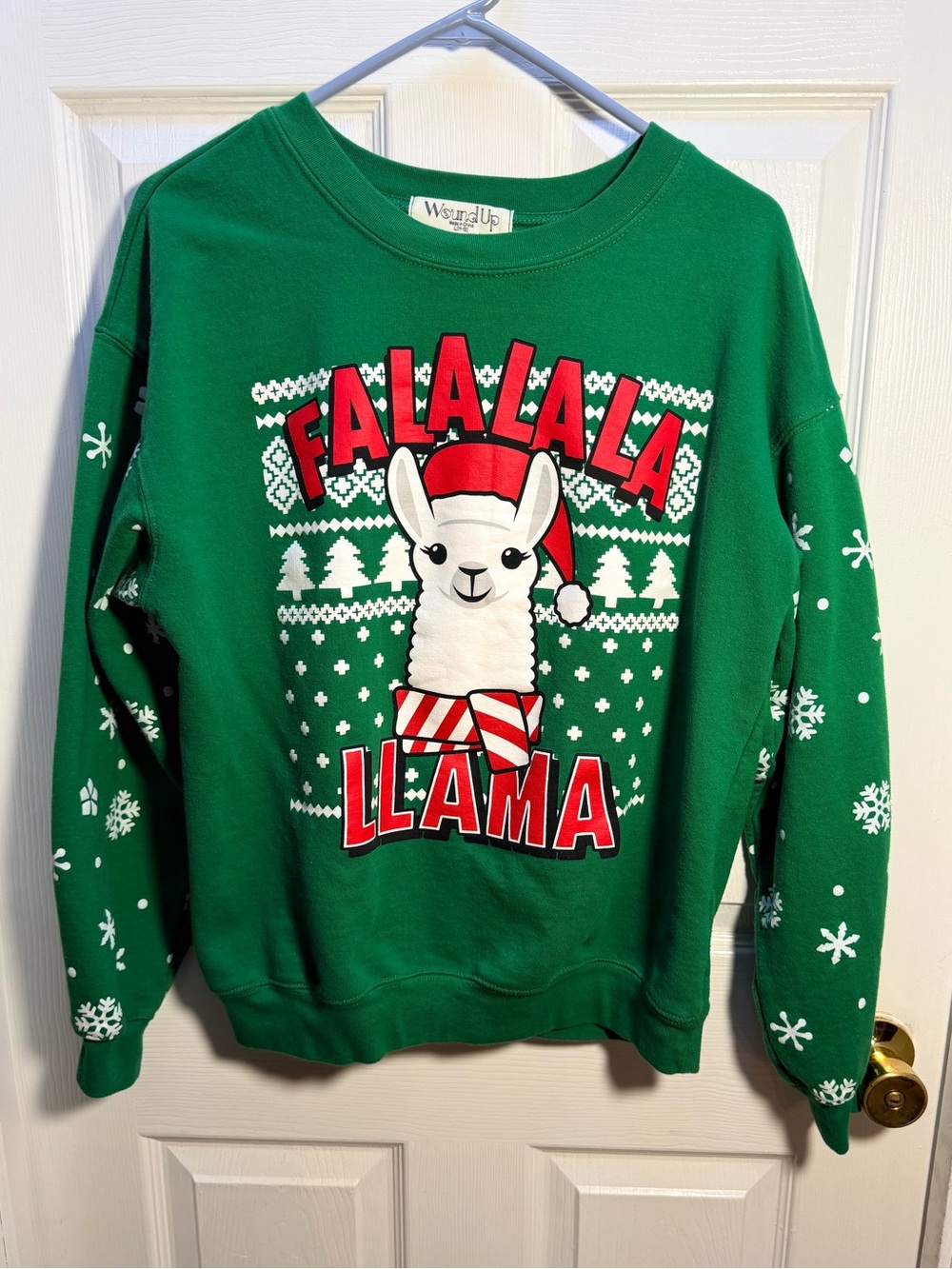 Wound Up Green 'Fa La La La Llama' Holiday Sweatshirt